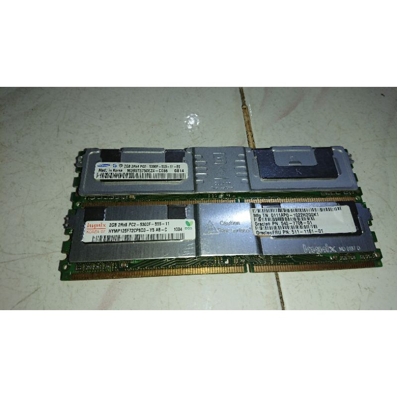 jual borongan 2 pcs ram server 2GB pc2-5300f ddr2 samsung dan hynix mulus like new garansi 1minggu