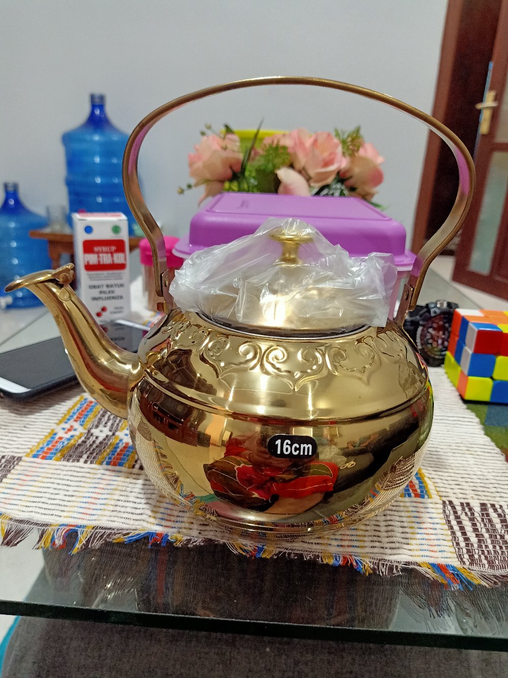 Teko Air Zam Zam Emas 1, 3 L/ Teko Arabian/stainless Oleh Oleh Haji