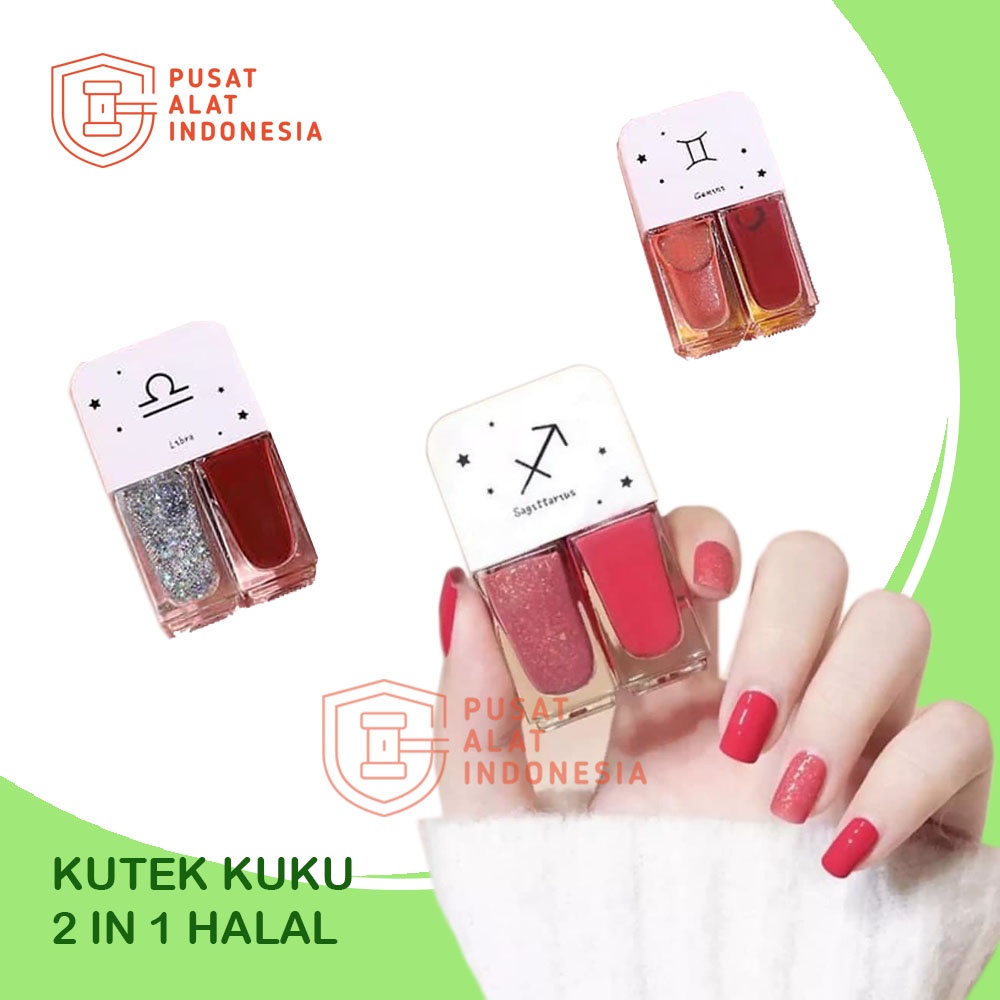 KUTEK KUKU 2 IN 1 HALAL NAIL POLISH PEREMPUAN DUA WARNA CANTIK CAT MEMPERINDAH WANITA MURAH PRAKTIS 2IN1 PEEL NAILS KUTEKS MUSLIMAH KUTEX INAI HENNA INSTAN HENA UNTUK SHOLAT PACAR PENGANTIN KITEK BUAT SOLAT GLITER BENING SALSA MEKAH