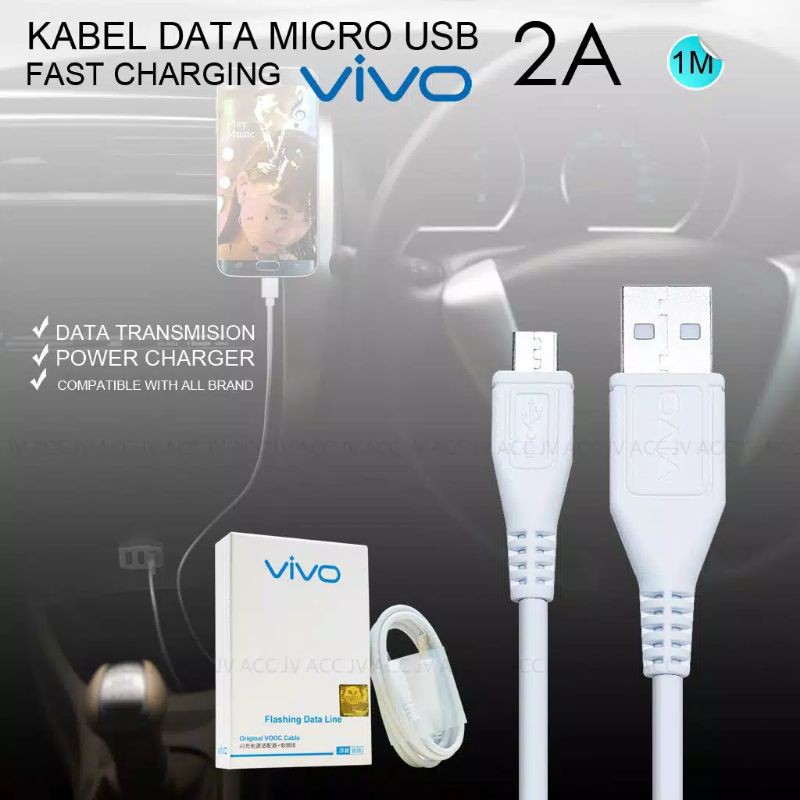 Kabel Data Vivo Y81 Y83 Y91 Y91c Y93 Y95 Y12 Y15 Y17 Fast Charging 2A Micro USB Original