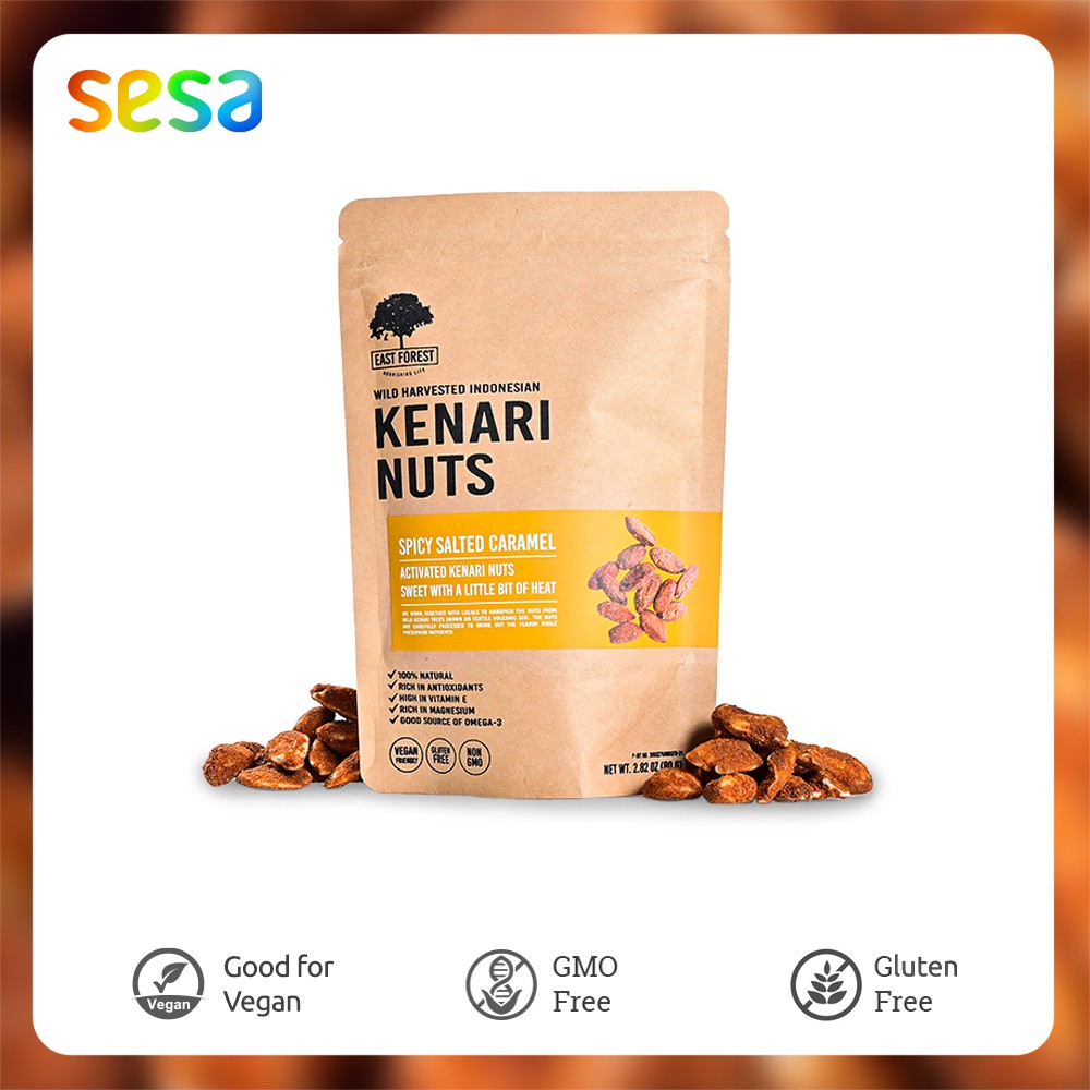 

EAST FOREST Kenari Nuts Spicy Salted Caramel 80gr - Snack Sehat Kacang
