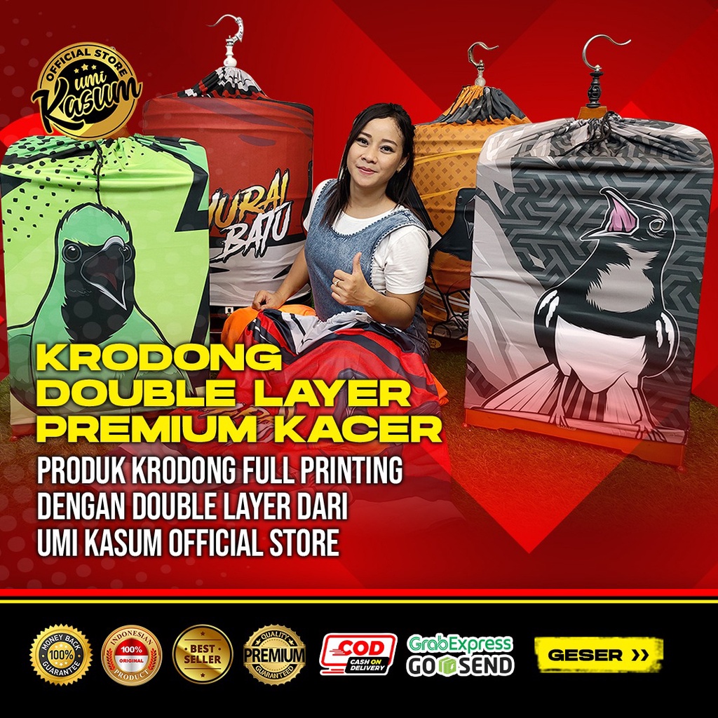 Kerodong Kacer Umi Kasum Double Layer Krodong Kotak Bisa Custom Nama | Kandang Kacer No 1 No 2 No 3 Anti Lecek Anti Luntur Murah Berkualitas -  Sangkar Kacer -  Sangkar Burung Kotak Persegi- Krodong Original Umi Kalsum Full Printing