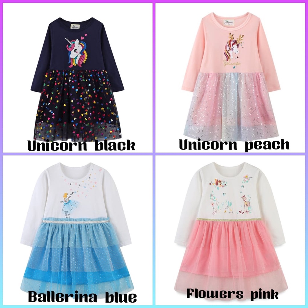 Long dress tutu anak perempuan/dress lengan panjang anak perempuan