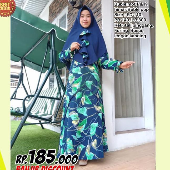 Baju Gamis Muslim Wanita Dress Terbari Baju Muslimah Dress Terbaru - Biru Muda PROMO