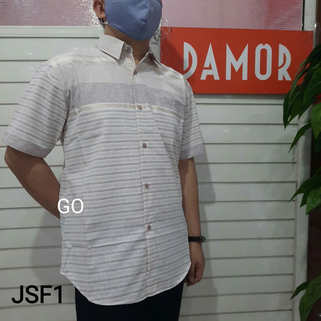 gos JSH DAMOR (CRESSIDA) KEMEJA Cowok Pakaian Pria Kemeja Dewasa Slimfit Lengan Pendek