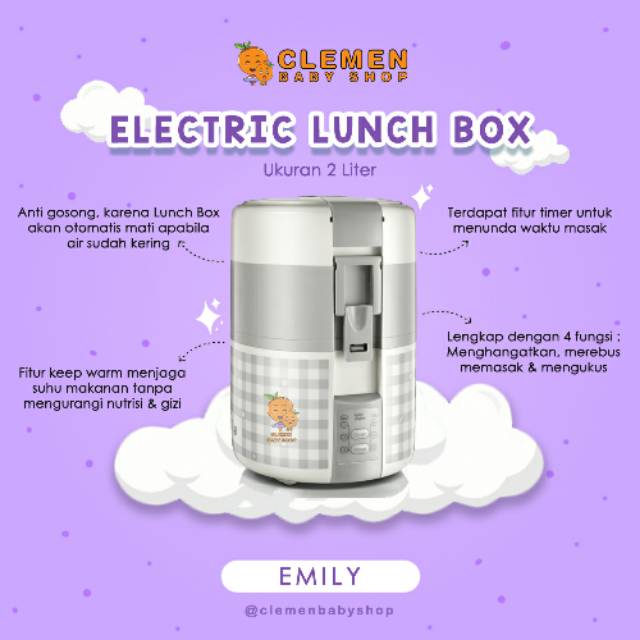 Emily Electric Lunch Box Cooker Set 2L Shopee Indonesia