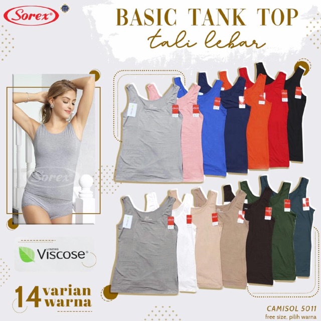 SOREX Camisol Tanktop Polos 5011 bahas viscose (warna baru)