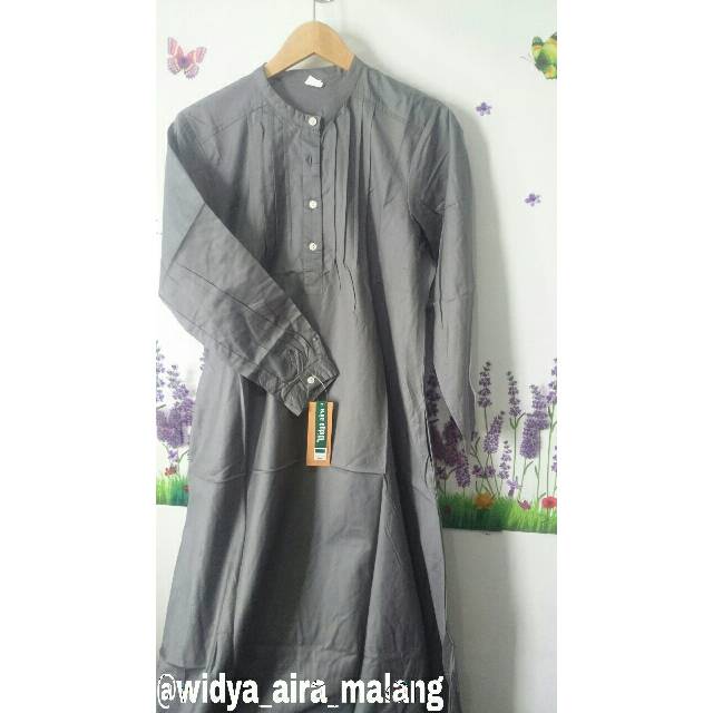 Gamis Katun Jepang Widya Aira Abu Muda Polos