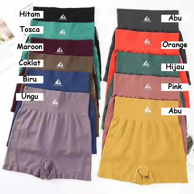 Celana legging ketat pendek pakaian dalam wanita yoga sport gym spandex high waist dalaman bawahan-1