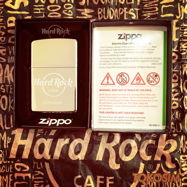 Exclusive Original Hard Rock Zippo Lighter Baltimore Maryland USA