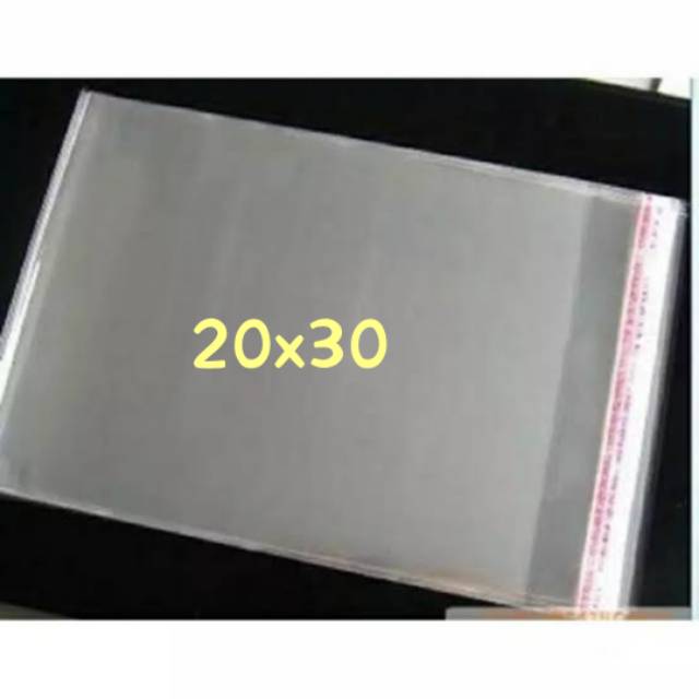 OPP 20x30 undangan baju pakaian garmen roti kue kerupuk plastik dengan perekat 1 pak isi 100lembar