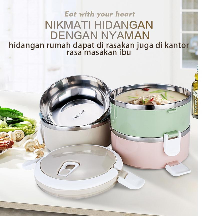 Rantang Susun Stainless Steel Penahan Panas Macaron - Rantang Tupperware Rantang Stainless