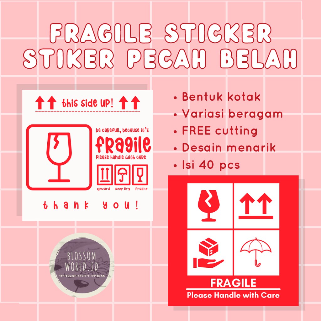 Jual Sticker Fragile Set Isi 40 Pcs Stiker Pecah Belah Sticker Barang Pecah Belah Shopee 9702