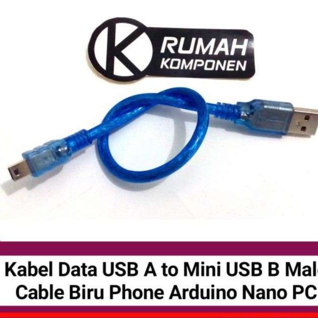 Jual Kabel data USB A to mini USB B male cable biru phone arduino nano