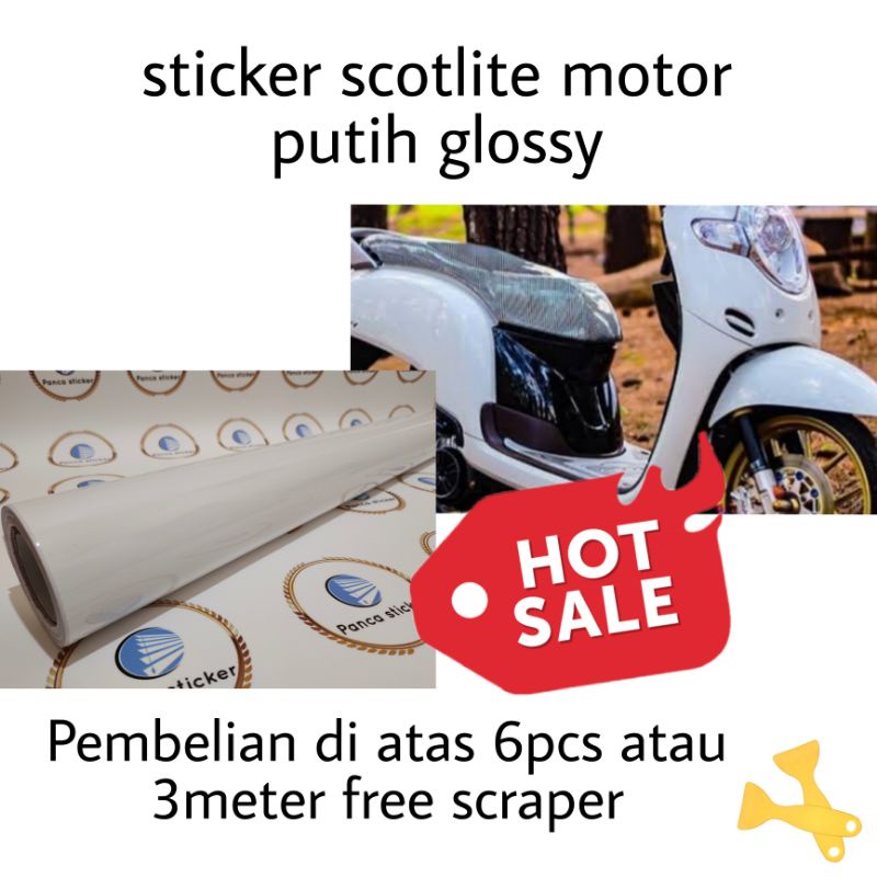 Jual Scotlite Sticker Motor Putih Glossy Lebar 60cm Shopee Indonesia