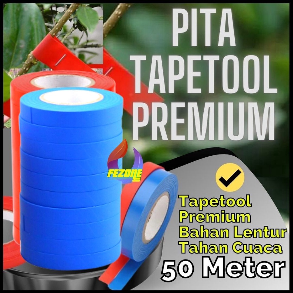 Tapetool Premium 50 Meter Bahan Lentur Tahan Cuaca FEZONE