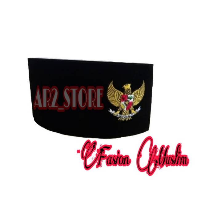 PECI HITAM BORDIR LOGO GAERUDA SONGKOK NASIONAL