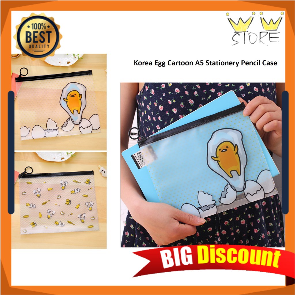 

D68 TEMPAT KOTAK PENSIL ALAT TULIS KOREA EGG CARTOON A5 STATIONERY PENCIL CASE KOSMETIK PREMIUM
