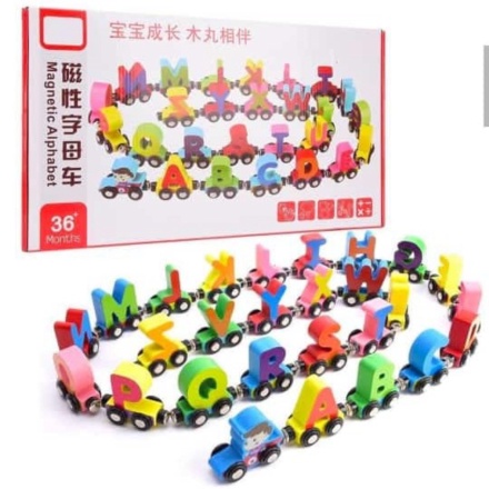 

Mainan edukasi anak Magnetig alphabet car Kereta abjad Kereta huruf Diskon