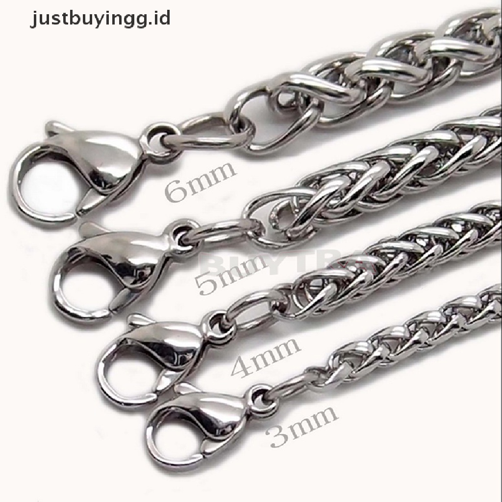 Kalung Rantai Bahan Stainless Steel Warna Silver Ukuran 3 / 4 / 5 / 6mm Untuk Pria