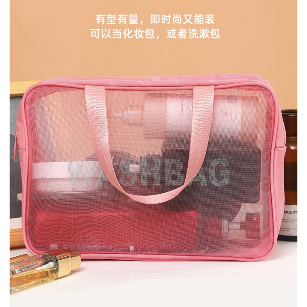 WRF80 Tas Kosmetik Toiletaries Travel Net Grid Jaring WASHBAG Besar Large Travel TKM