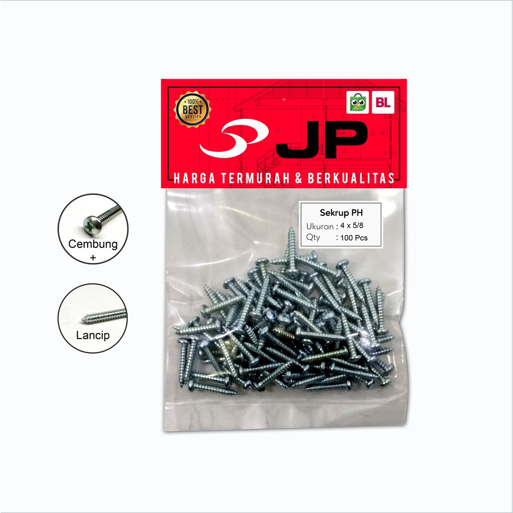 SEKRUP PH 4 x 5/8 - SKRUP PH 4x5/8 BAUT TAPPING ISI 100 PCS
