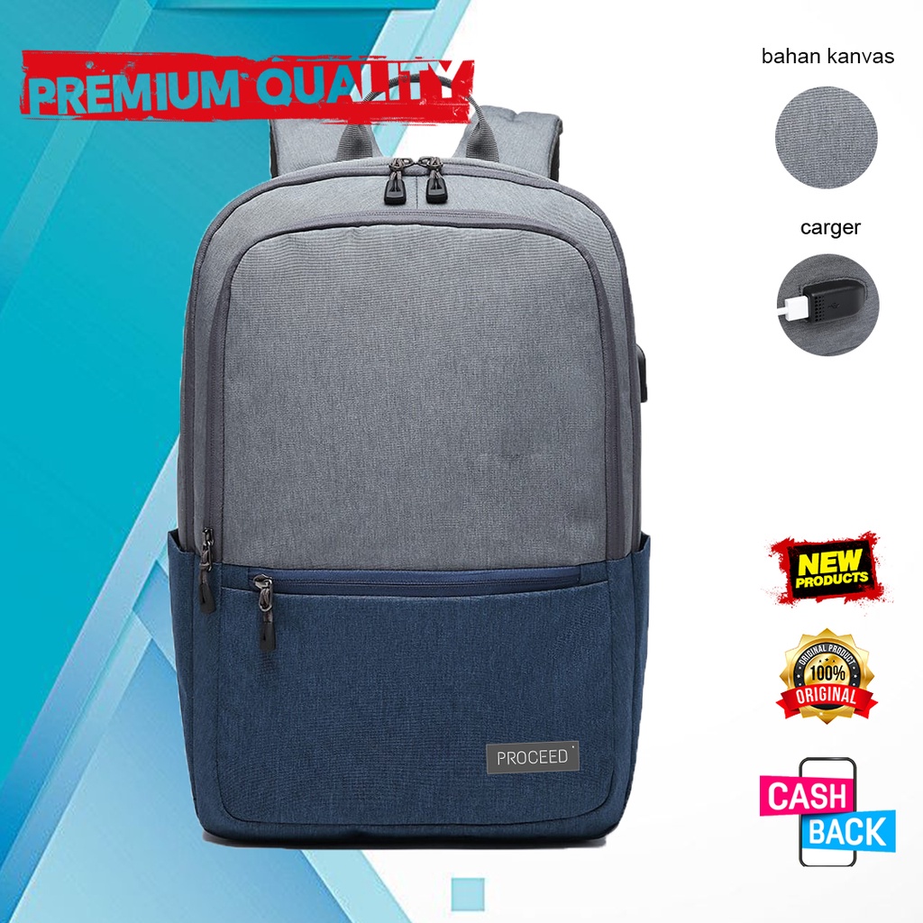 NAURIL-Tas Ransel Laptop Kasual,Tas Punggung,Tas Laptop Trendy EIBB,Backpack Up To 14inch,Tas Gandong Pria Wanita