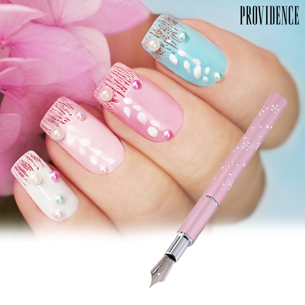 Providence 6Pcs/Set Nail Pen Pink Color Nail Design Metal Diamond Crystal Dotting Pen for Professional