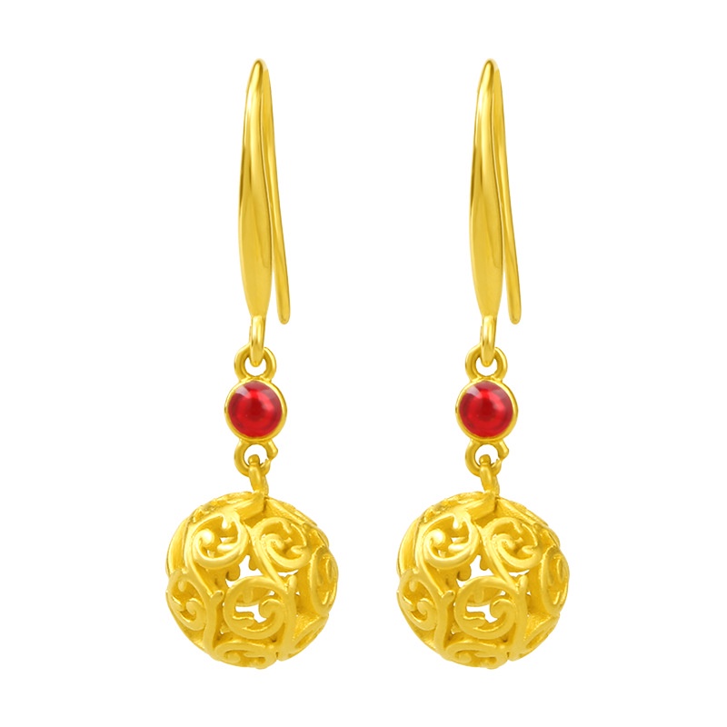 Anting Tusuk Lapis Emas Asli Kadar 375 Desain Hollow Hias Berlian Imitasi Gaya Korea Untuk Wanita