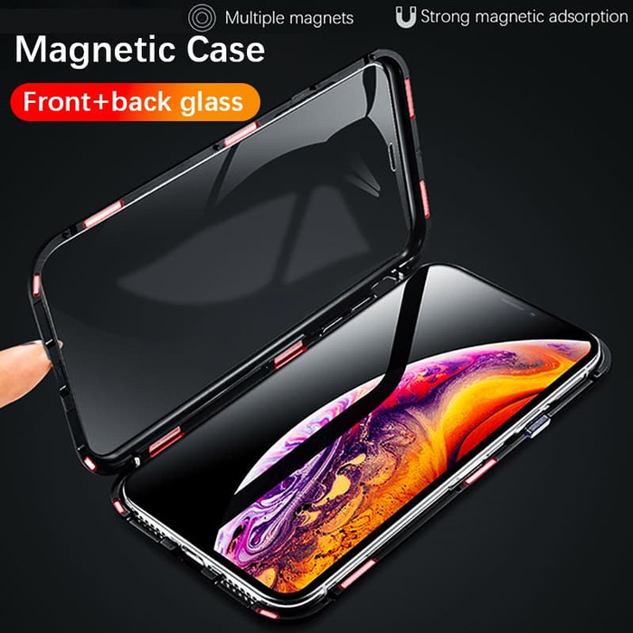 Case Magnetic Kaca Depan Belakang Premium Glass 2 in 1 Mi Note 10