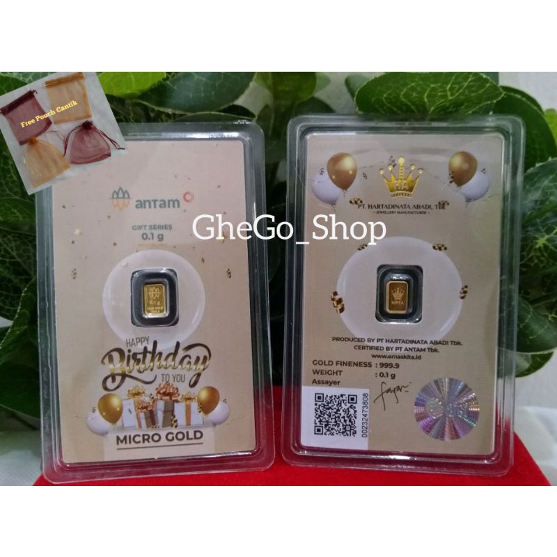 Logam Mulia Emas Antam Hartadinata 0,1 0,25 gr 0.1 0.25 gram Microgold Micro Gold HRTA Gift Series H