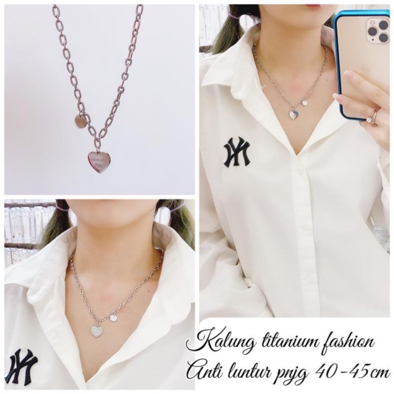 Kalung Liontin Plate Love | Kalung Wanita | Kalung Titanium Anti Luntur dan Karat | Kalung Liontin