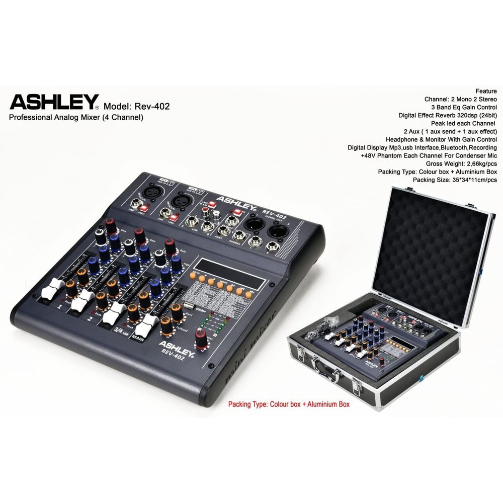 Up to 20%  Mixer Ashley 4 Channel Rev-402 Baru 320 Dsp plus harcase aluminium  Terlaris
