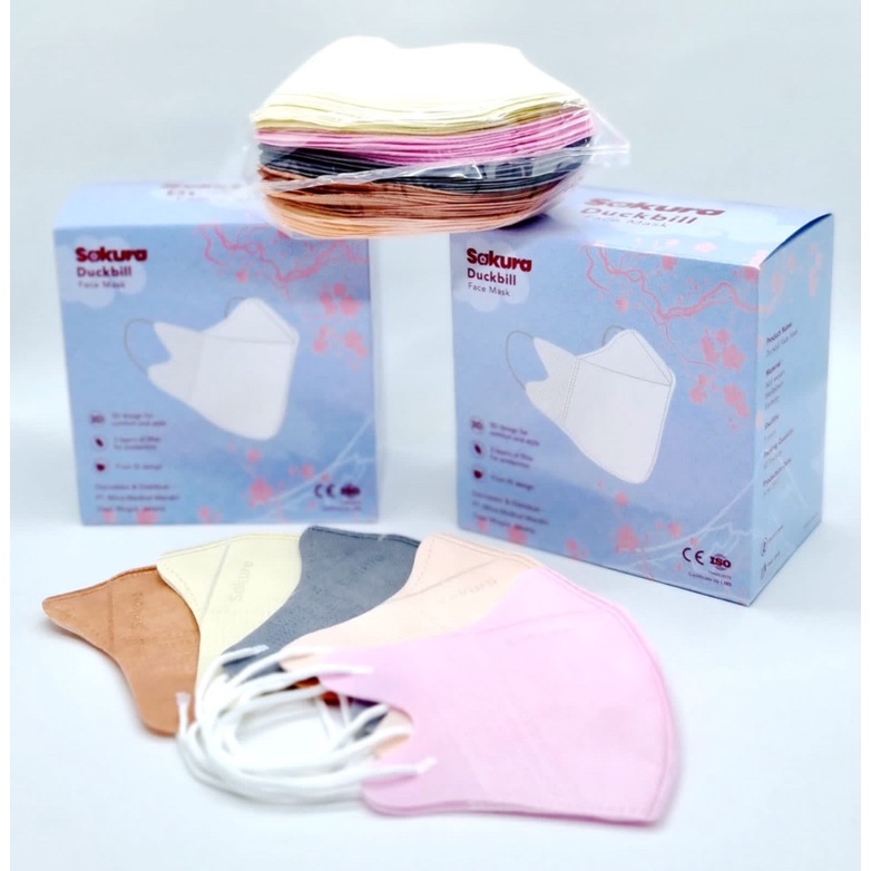 Masker Duckbill 3ply sakura kemenkes mix warna - 50pcs