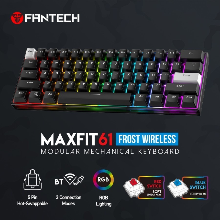 Fantech MAXFIT61 Frost RGB Wireless Hotswap Mechanical Gaming Keyboard