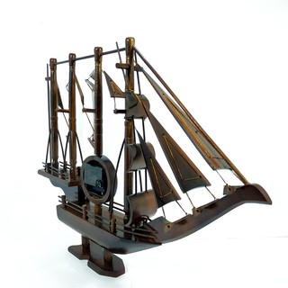 Jam Meja Duduk Model Miniatur Kapal  Pinisi  Perahu Layar 