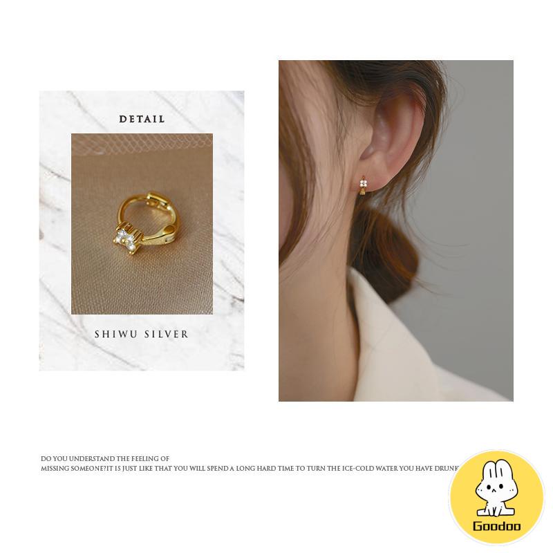 1 Pasang Anting Hoop Zirkon Mini Berlapis Emas 14K Anting Tindik Huggie Anting Tulang Rawan -Doo