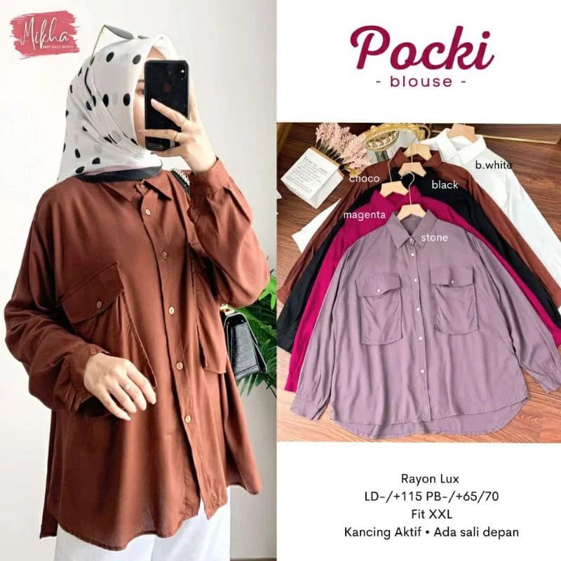 POCKI BLOUSE BL KATUN RAYON LD 115 CM PB 65 CM BUSUI BLOUSE OOTD Blouse Wanita KEKINIAN BLOUSE KOREAN STYLE BLOUSE JUMBO KEKINIAN MODEL SIMPLE DAN NYAMAN DIPAKAI  ATASAN WANITA TERBARU POLOS BLOUSE WANITA KEKINIAN BLOUSE 2022