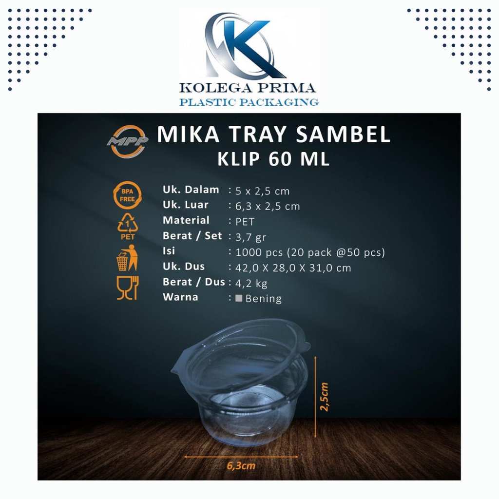 MIKA KLIP SAMBAL 60ML/ TEMPAT SAMBAL ISI 50PCS