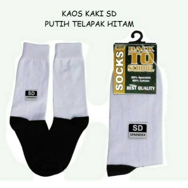  Kaos  kaki  anak SD hitam dan putih telapak hitam murah 