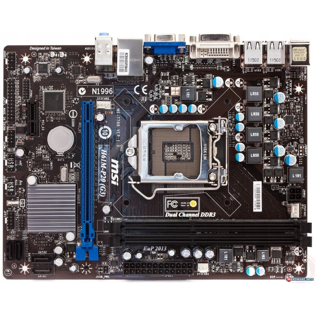 Motherboard Mainboard Mobo H61 LGA 1155 MSI + i5 3470