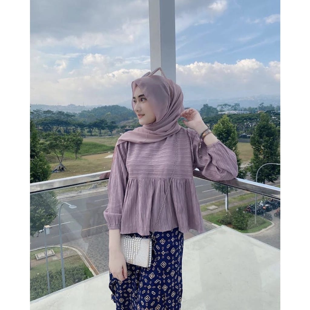 BEFAST - ZEC OOTD Wanita Blouse ASYAH / Yuraa Lady Crush Crincle / Kinan Blouse / Atasan Lengan Panjang / Blouse Remaja Casual / Blouse Polos Formal / OOTD Wanita Remaja Trendy / Blouse Banyak Warna