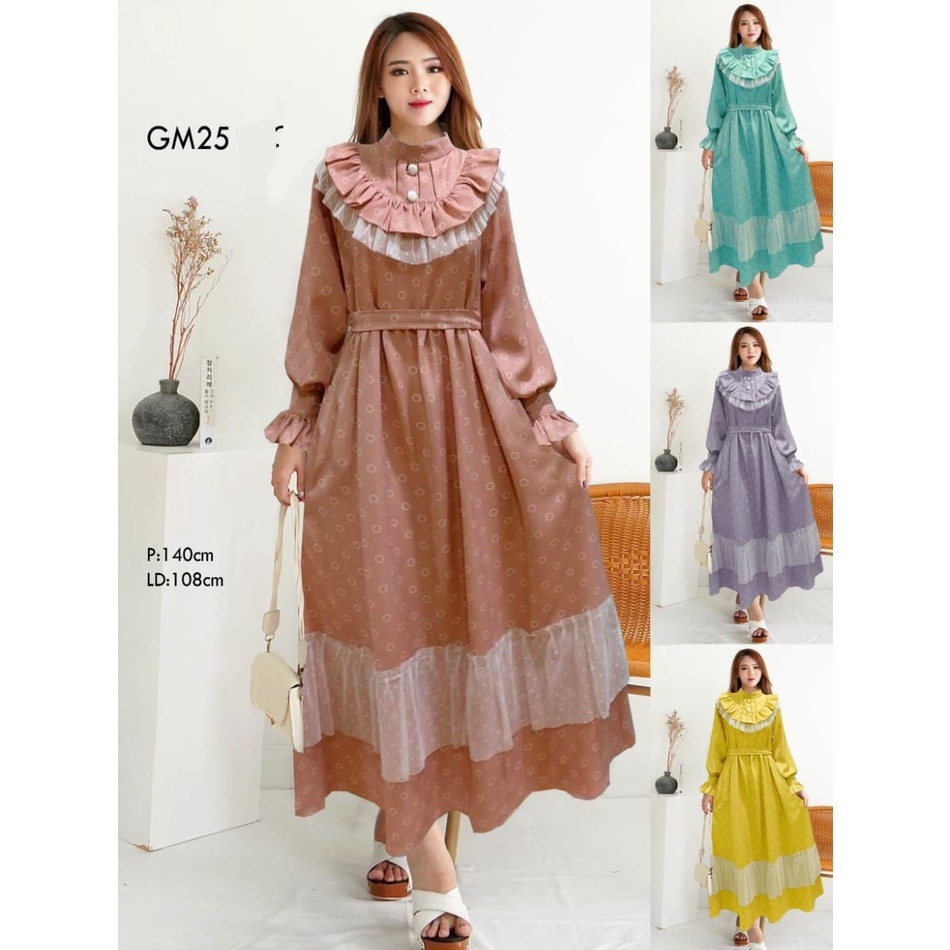 BAJU MUSLIM/BAJU GAMIS BAHAN SHAKILLA TWIN POLKADOT