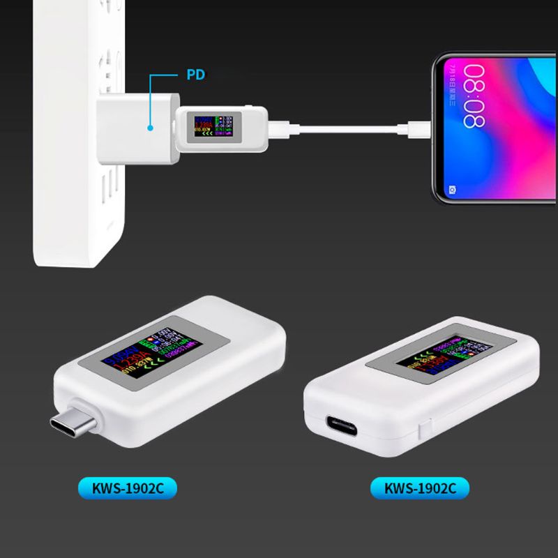Btsg KWS-1902C USB Multimeter Voltage and Current Tester Tipe-C USB Tester 4-30V 0-5A
