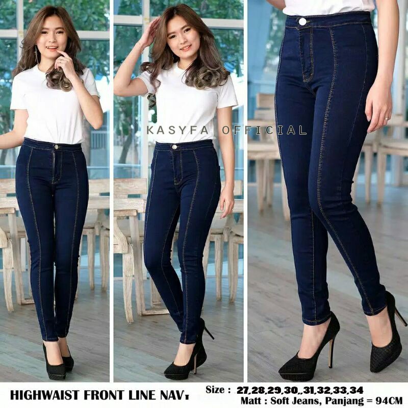 CELANA JEANS HIGH WAIST FRONT LIST // JEANS HIGHWAIST TULANG WANITA