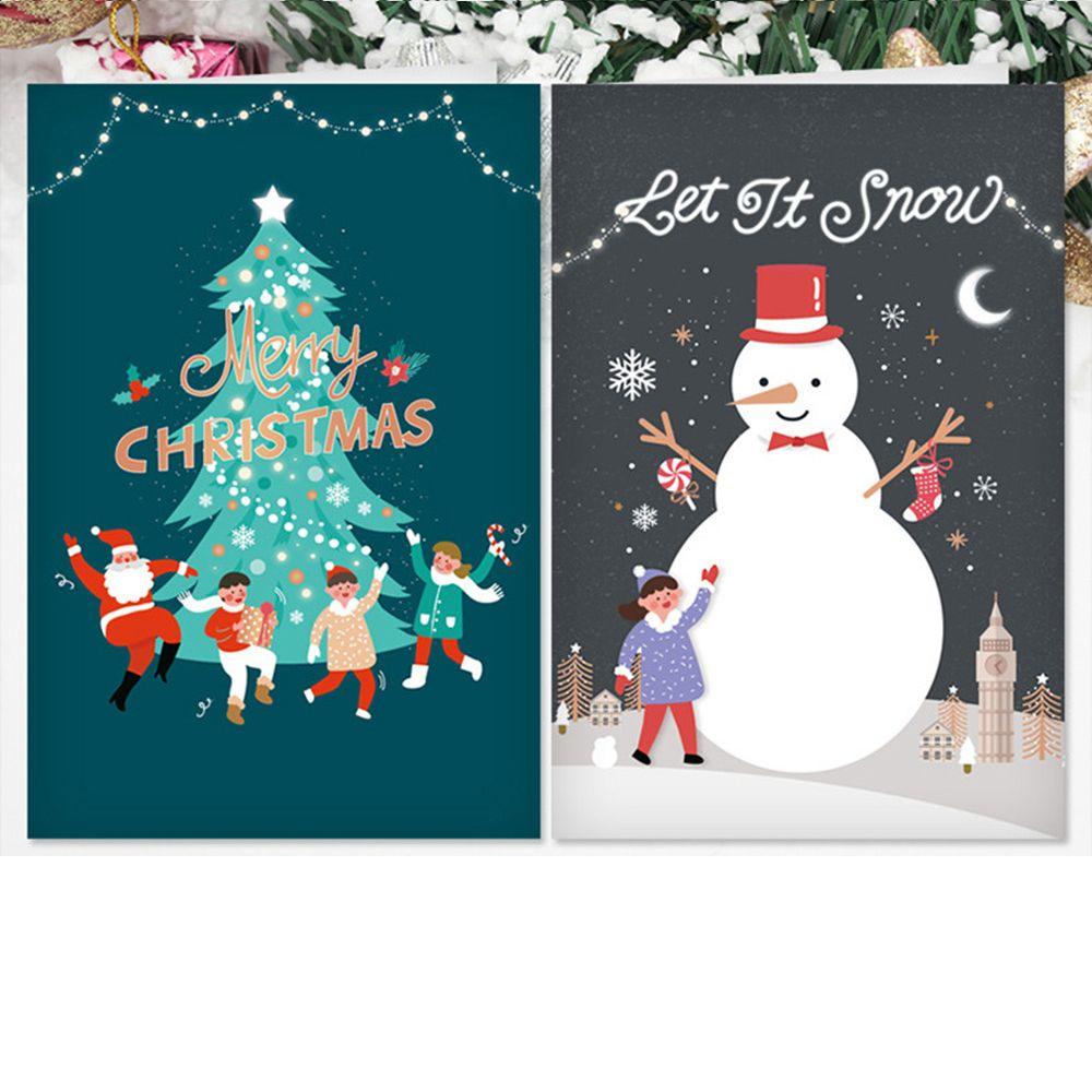 R-flower 8pcs/set Kartu Ucapan Natal Tahan Lama Happy New Year Warna Cerah Xmas Supplies