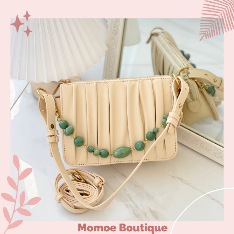 C1331 Tas Selempang Charles Keith Ruched Bead Handle Shoulder Bag