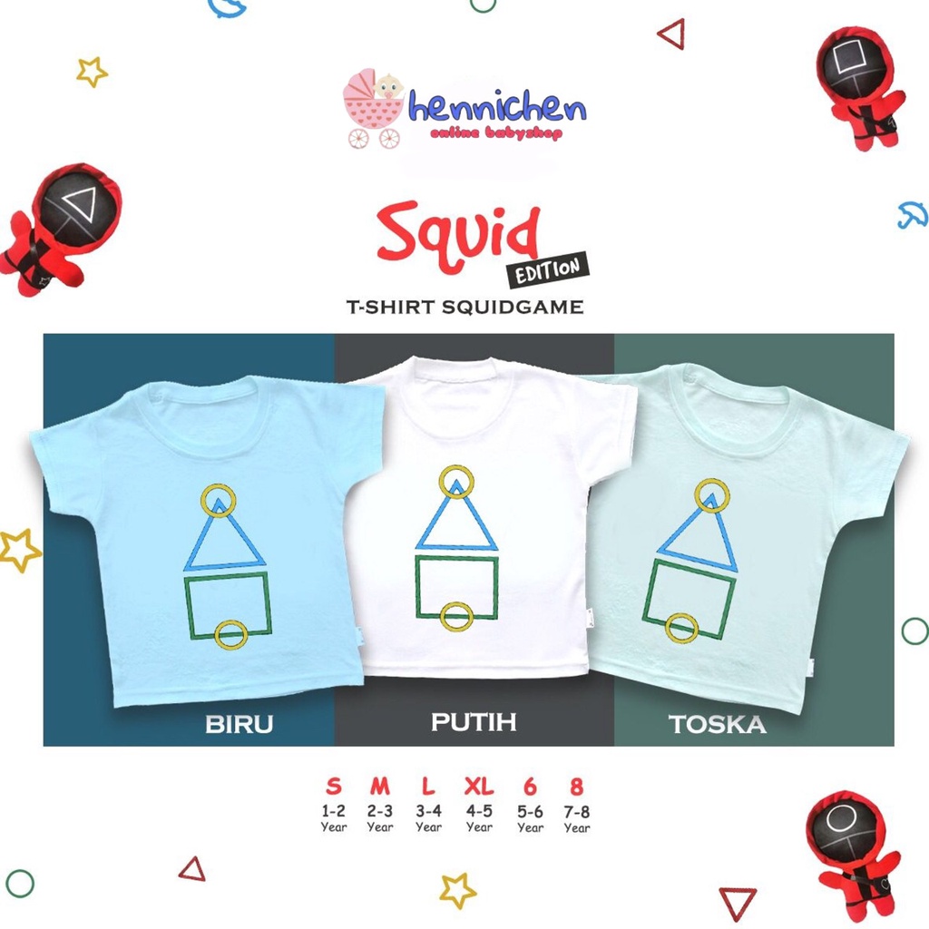 TSHIRT KAOS ANAK ATASAN ANAK UNISEX SQUID GAME - DALGONA SQUID GUARD (1-8 TAHUN)