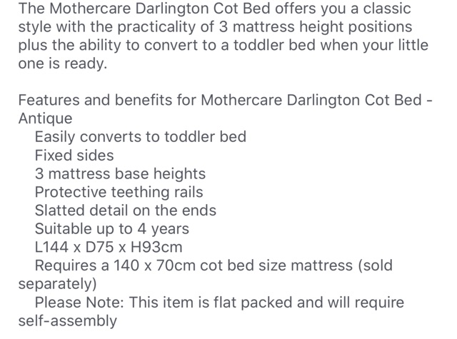 cot mattress sizes