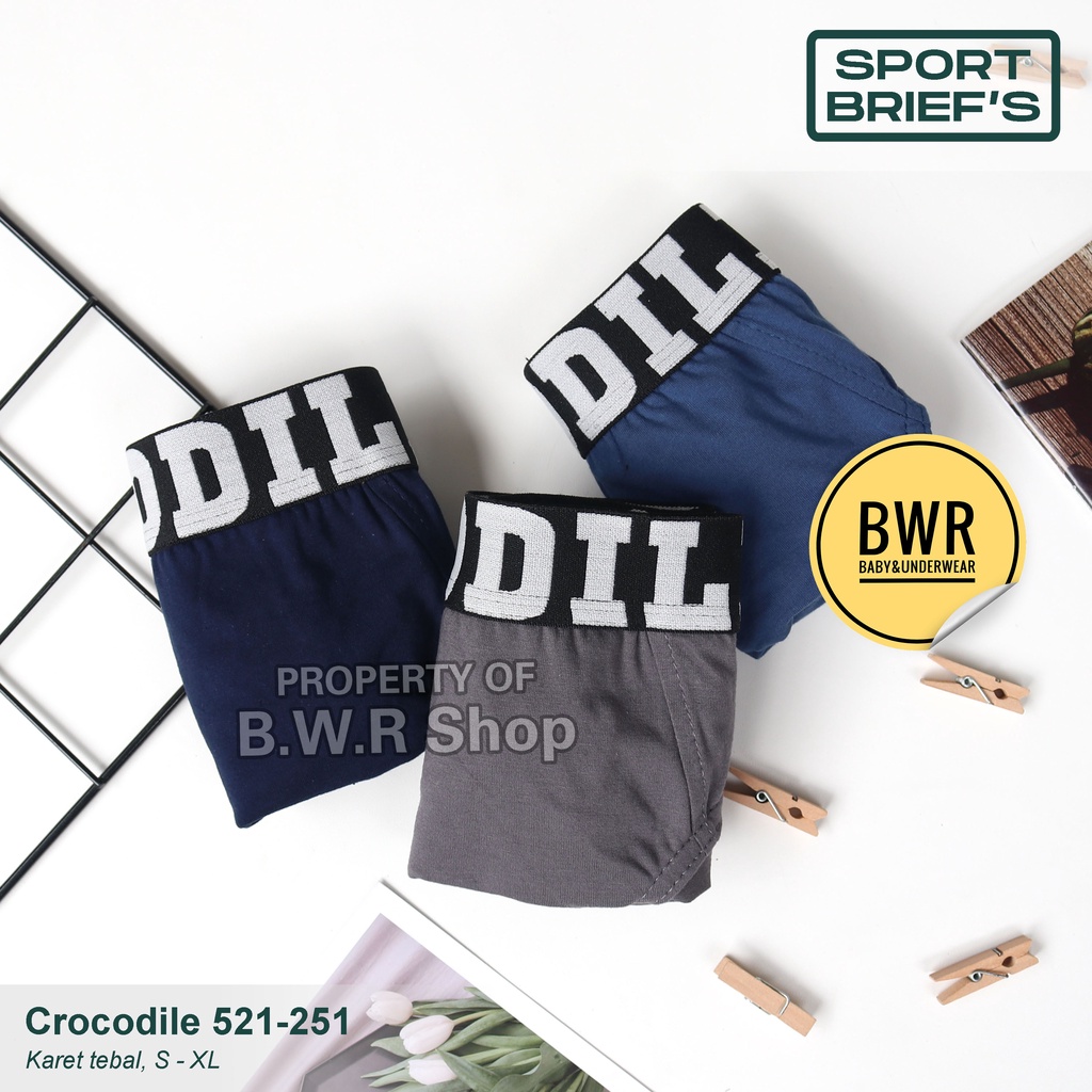 [ 3pc ] CD CROCODILE 521 - 251 SPORT / Celana Dalam Pria Sempak Karet Tebal Boxer Man Briefs | Bwr